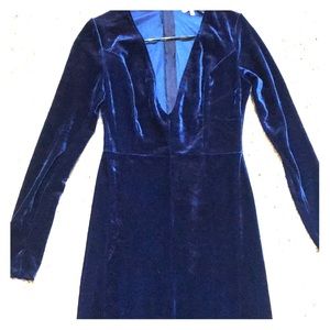 Midnight Blue Velour Party Dress